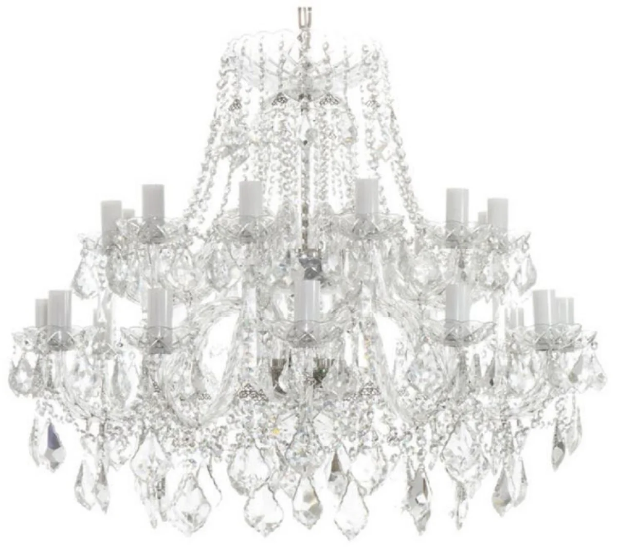 Casa Padrino araña de luces barroco de lujo plata Ø 90 x A. 70 cm - Magnífica lámpara de araña con cristal fino - Noble & Magnífico