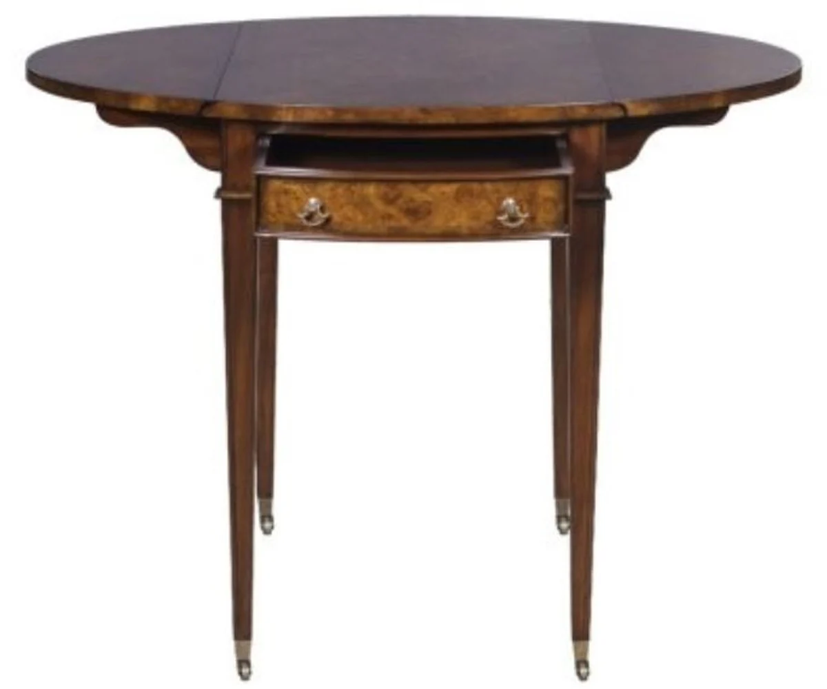 Casa Padrino mesa auxiliar de lujo con cajón marrón / marrón claro 89 x 76 x H. 64 cm - Mesa Auxiliar para Sala de Estar con Ruedas