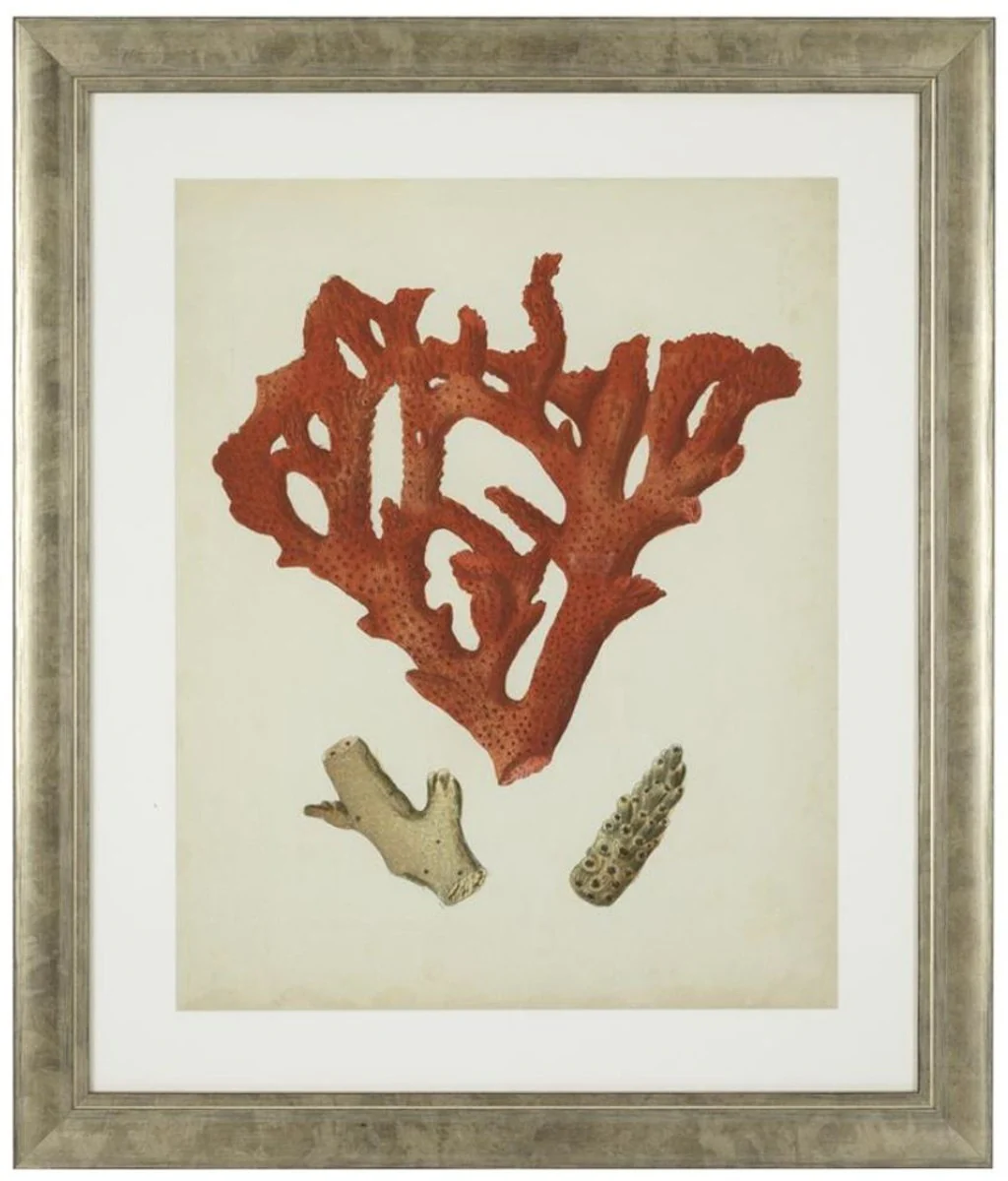 Casa Padrino Imágenes / Art Prints Conjunto de 6 rojos antiguos / plata antiguos 57,5 x H. 68 cm - Decoración de Lujo