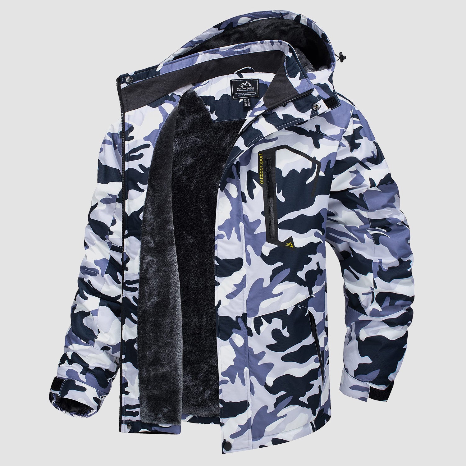 Men's Winter Jacket Water Repellent Ski Snow Jacket Warm Fleece Coat Parka Raincoats With Multi-Pockets