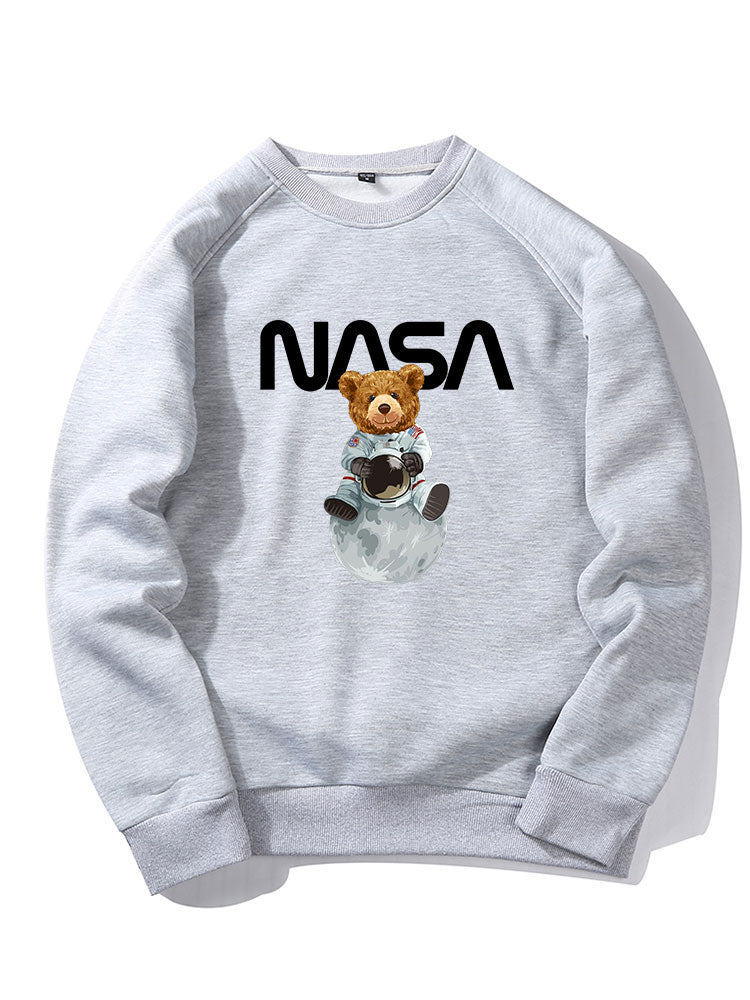 Nasa Bear Print Raglan Sleeves Sweatshirt