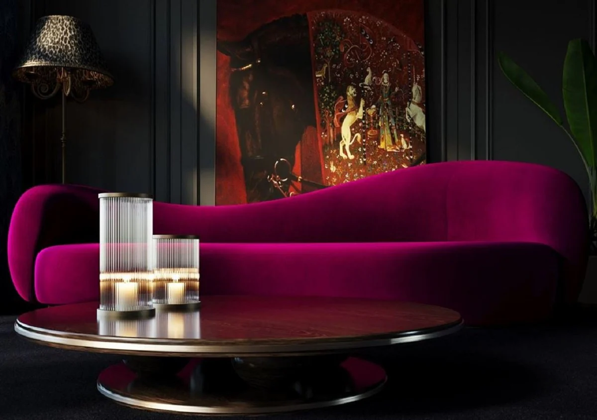 Casa Padrino sof¨¢ de terciopelo de lujo p¨²rpura 280 cm - Muebles de sal¨®n y de hotel