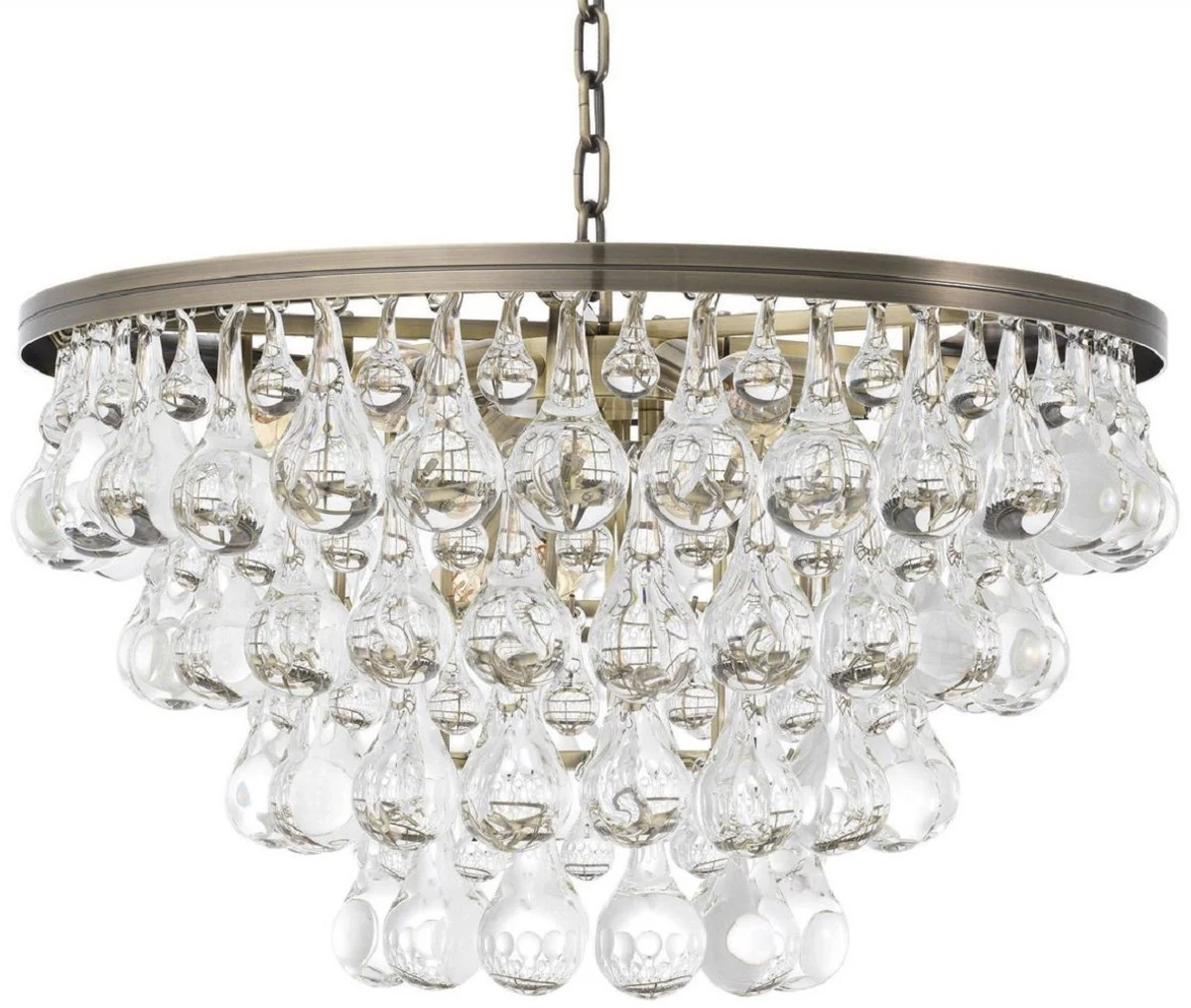 Casa Padrino lámpara de araña de vidrio de lujo latón Ø 65 x A. 41 cm - Araña de salón noble - Calidad de Lujo