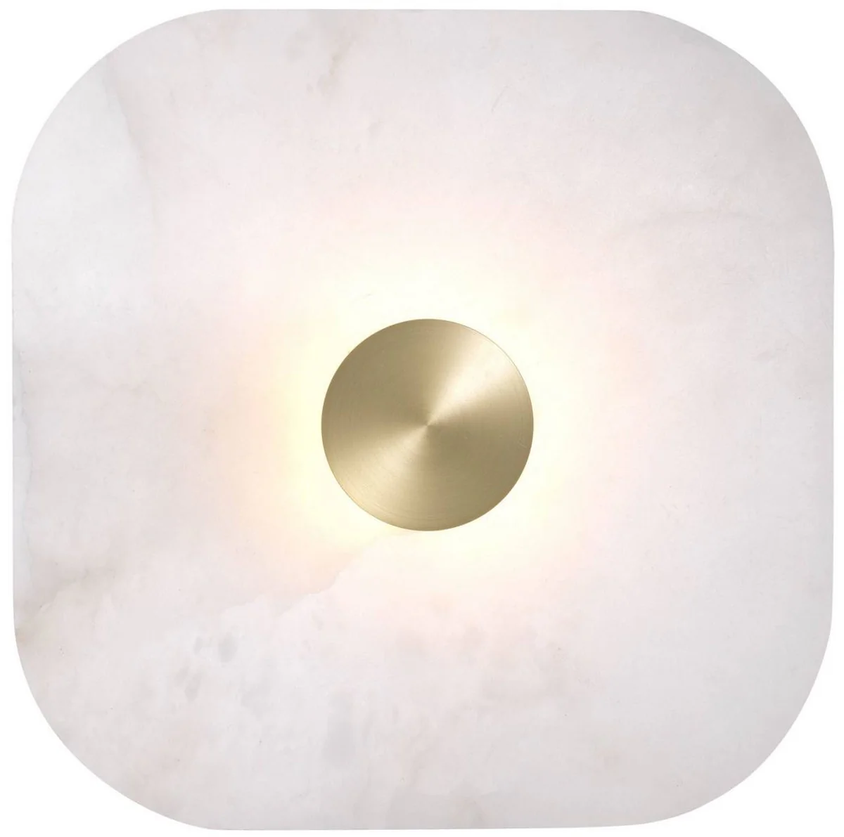 Casa Padrino lámpara de pared LED de lujo alabastro / latón brillante 35 x 14,5 x A. 35 cm - Aplique de pared regulable con pantalla cuadrada de alabastro - Colección de Lujo
