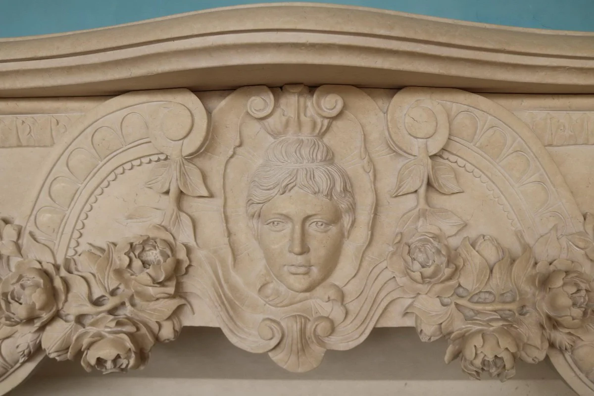 Casa Padrino marco de chimenea de m¨¢rmol barroco de lujo beige 260 x A. 166 cm