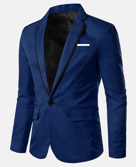 Business Contrast Trim Pocket Single Breasted Notch Lapel Blazer