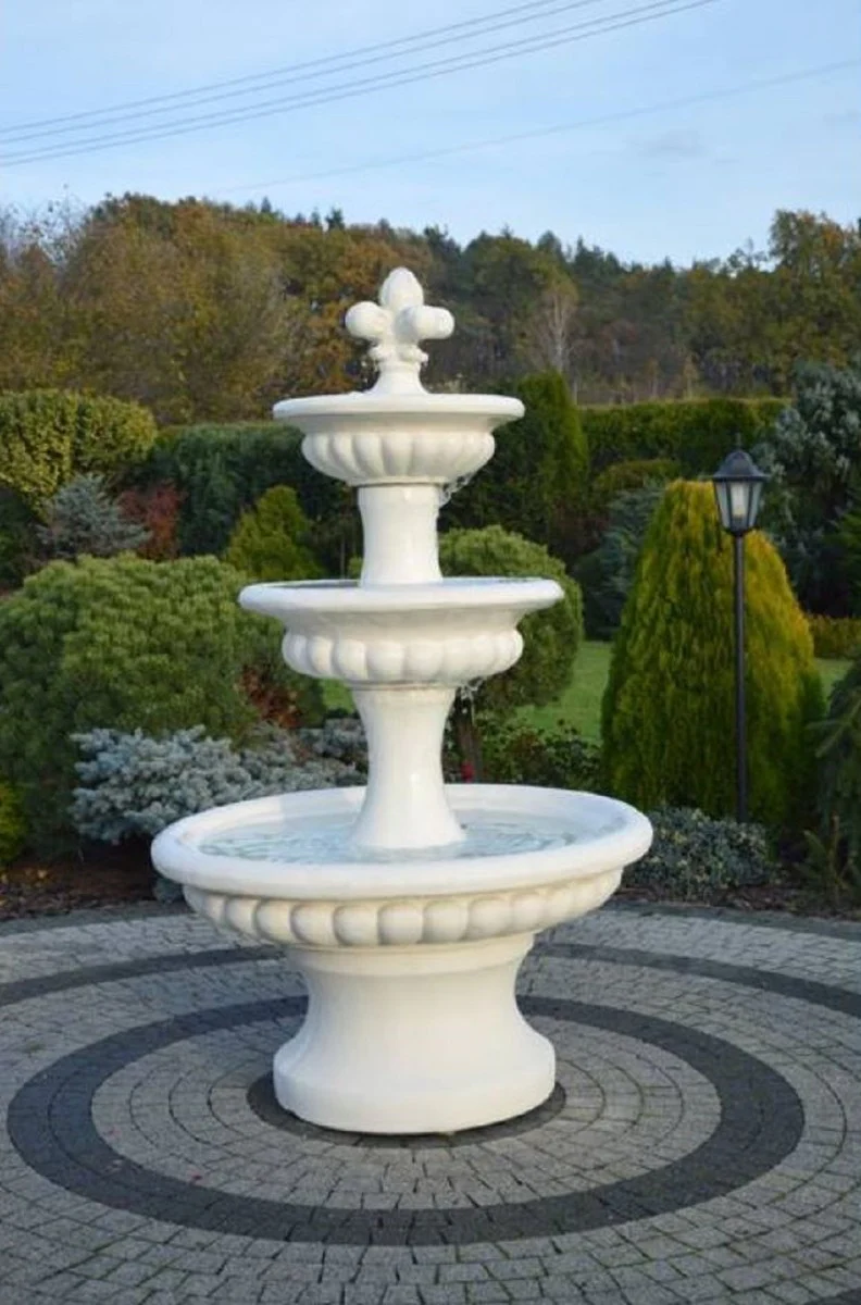 Casa Padrino fuente barroco blanco ? 120 x A. 205 cm - Magn¨ªfica fuente de jard¨ªn de estilo barroco - Fuente redonda de piedra para decoraci¨®n de jard¨ªn - Accesorios de decoraci¨®n de jard¨ªn barroco