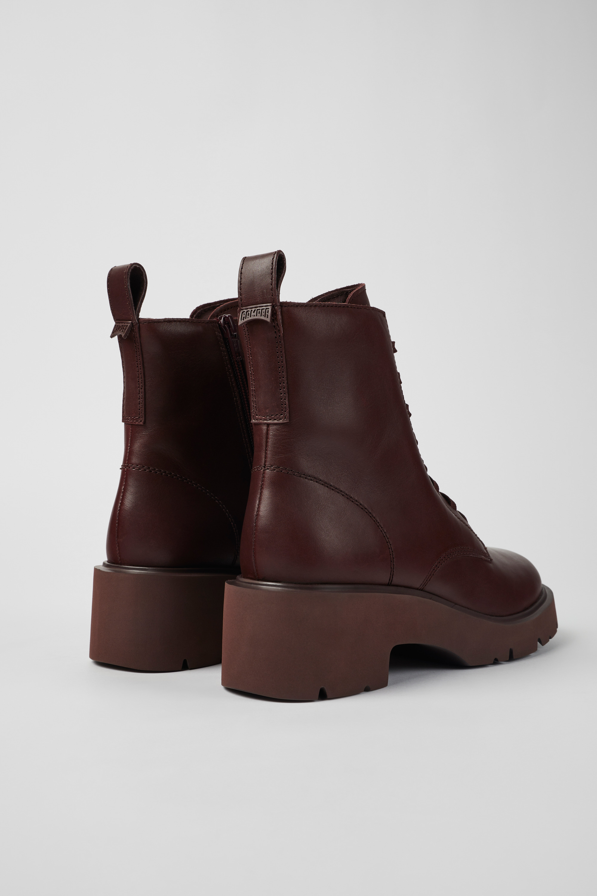 Milah - Burgundy lace-up boots for women