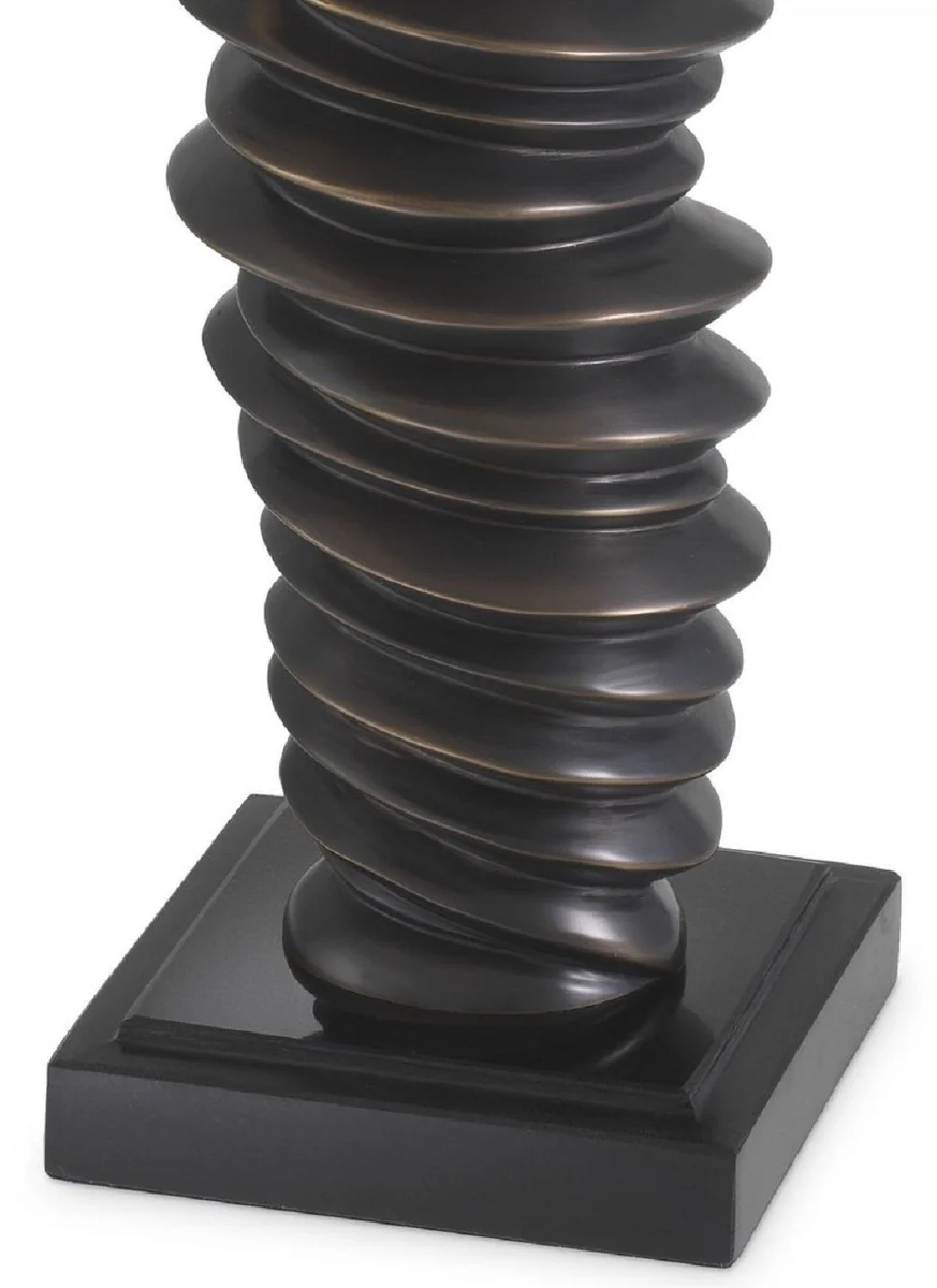 Casa Padrino lámpara de mesa de lujo bronce / negro / blanco Ø 45 x A. 75 cm - Elegante lámpara de escritorio con base de granito - Luces de Lujo