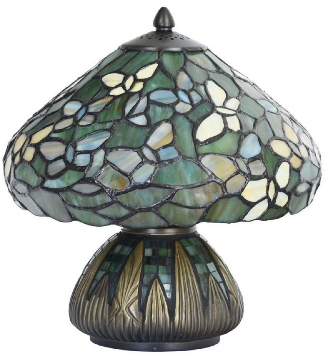 Casa Padrino lámpara de mesa Tiffany de lujo multicolor Ø 25 x A. 23,5 cm - Lámpara de escritorio - Lámpara de decoración de salón - Lámparas Tiffany
