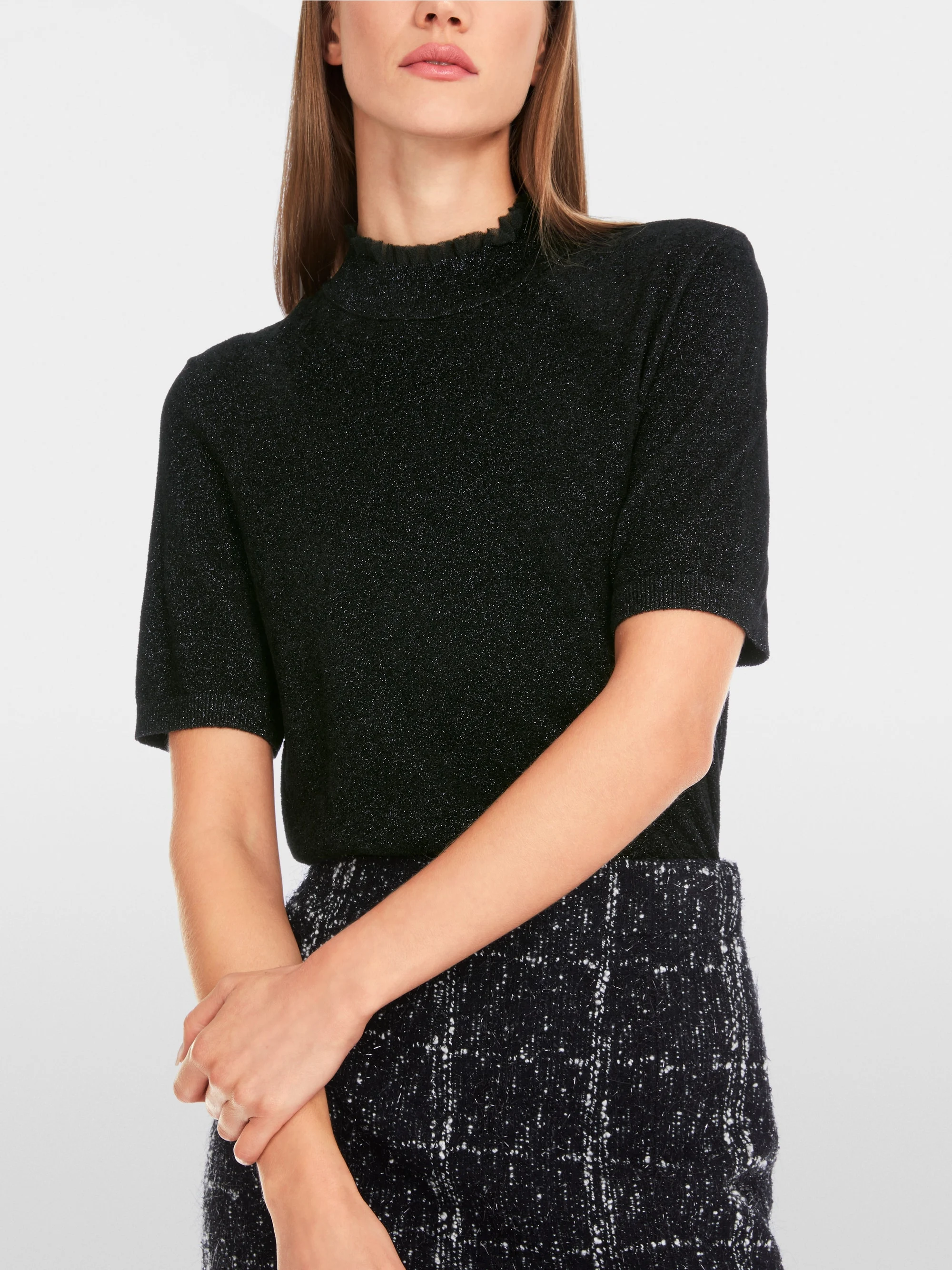 Marc-Cain Short-sleeve pullover in glitter elegance