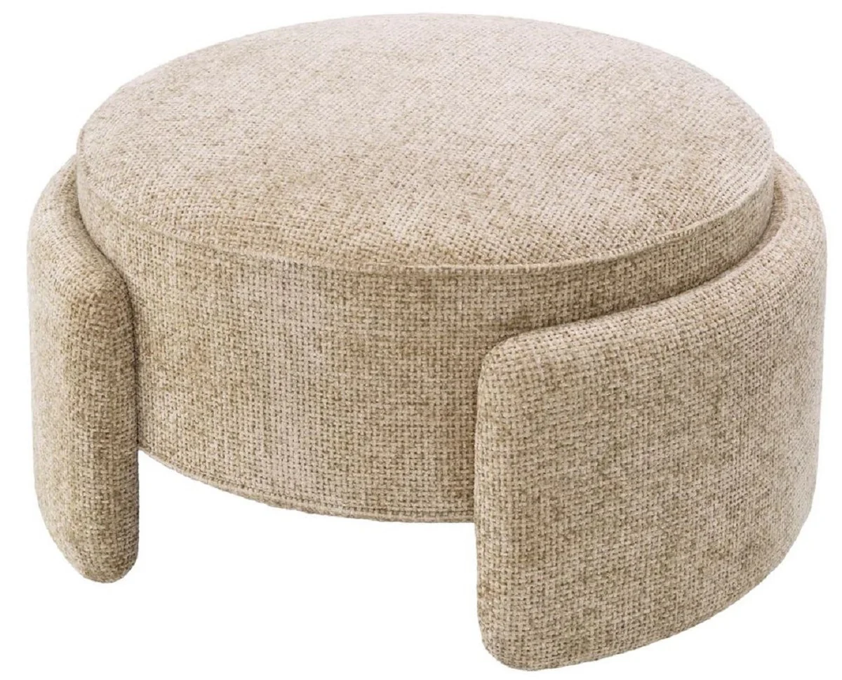 Casa Padrino taburete de lujo arena ? 73 x A. 38 cm - Taburete redondo - Reposapi¨¦s - Muebles de sal¨®n - Muebles de hotel - Muebles de lujo
