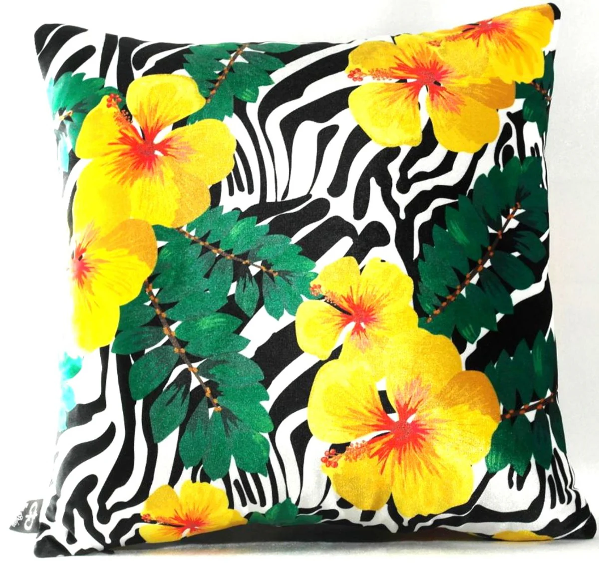 Casa Padrino Almohada Decorativo de Lujo Florida Flores Multicolor 45 x 45 cm - Tejido de Terciopelo M¨¢s Fino - Almohada Decorativo para la Sala