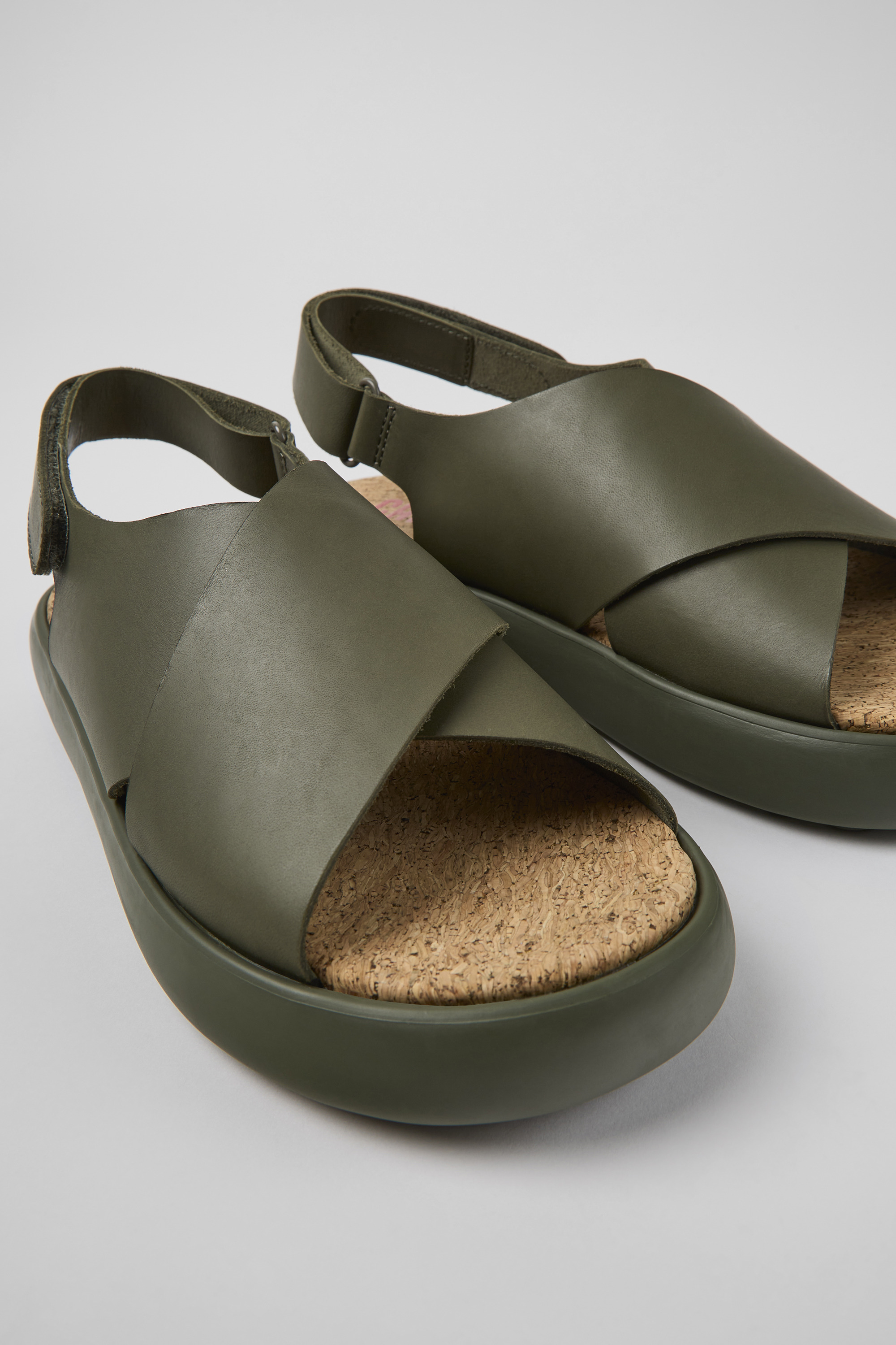 Pelotas Flota - Green leather sandals for men