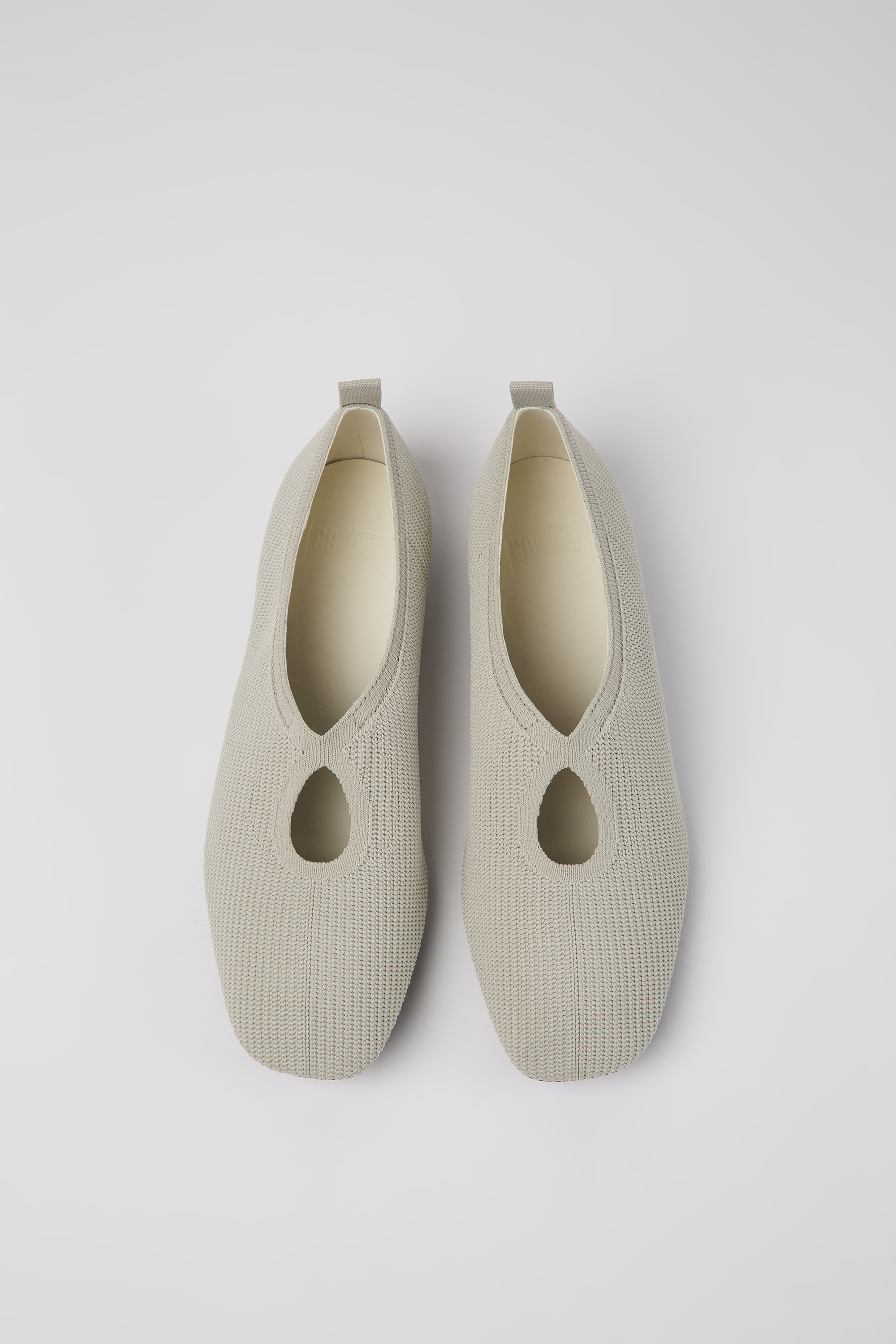 Casi Myra - Gray one-piece knit ballerinas for women