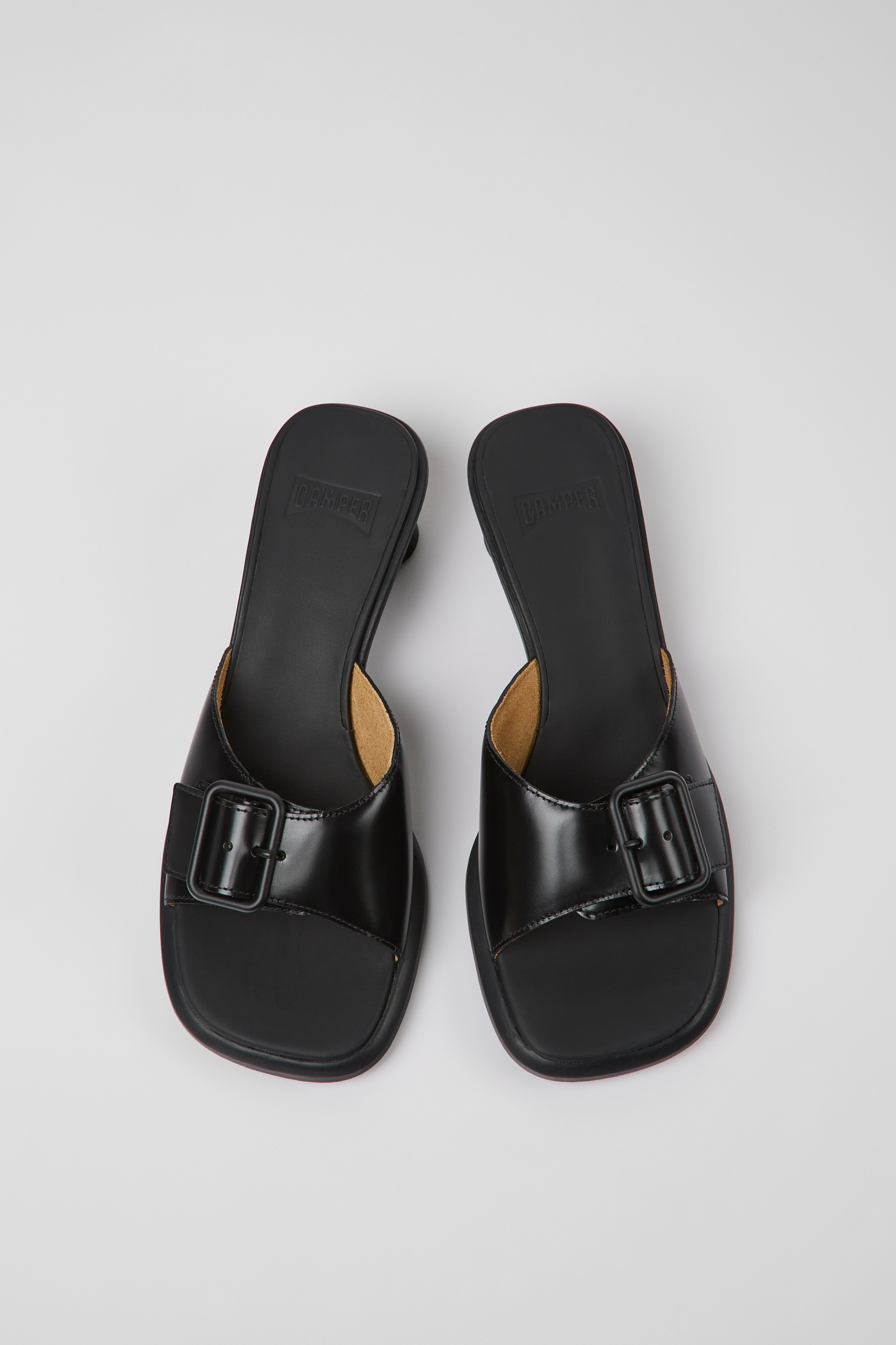 Dina - Black leather sandals for women