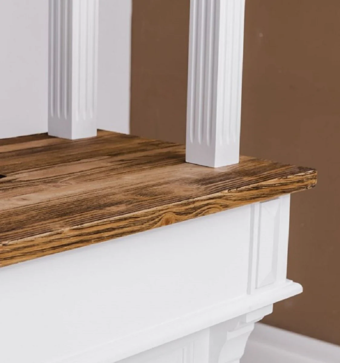 Casa Padrino barra de bar de estilo campestre blanco / marr¨®n 150 x 56 x A. 210 cm - Mesa de bar de madera maciza - Muebles de bar de madera maciza en estilo campestre