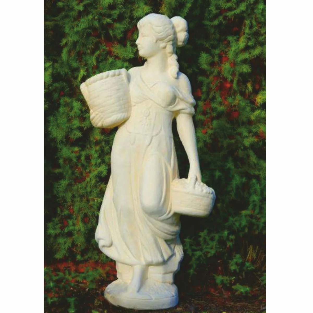 Casa Padrino Escultura de Decoraci¨®n de Jard¨ªn Art Nouveau Mujer con Cestas Arena A. 110 cm