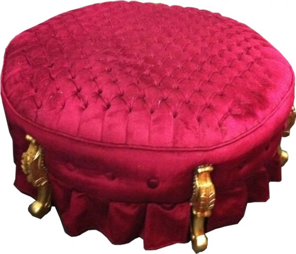 Enorme barroco taburete redondo de heces Burdeos / Oro