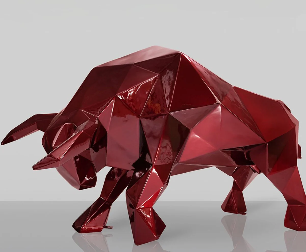 Casa Padrino escultura decorativa XXL toro rojo burdeos 220 cm - Figura decorativa de jard¨ªn abstracta de tama?o natural