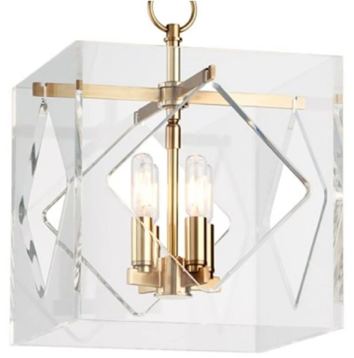 Casa Padrino lámpara colgante de lujo latón antiguo 30,5 x 30,5 x H. 40,7 cm - Lámpara Colgante en Forma de Cubo
