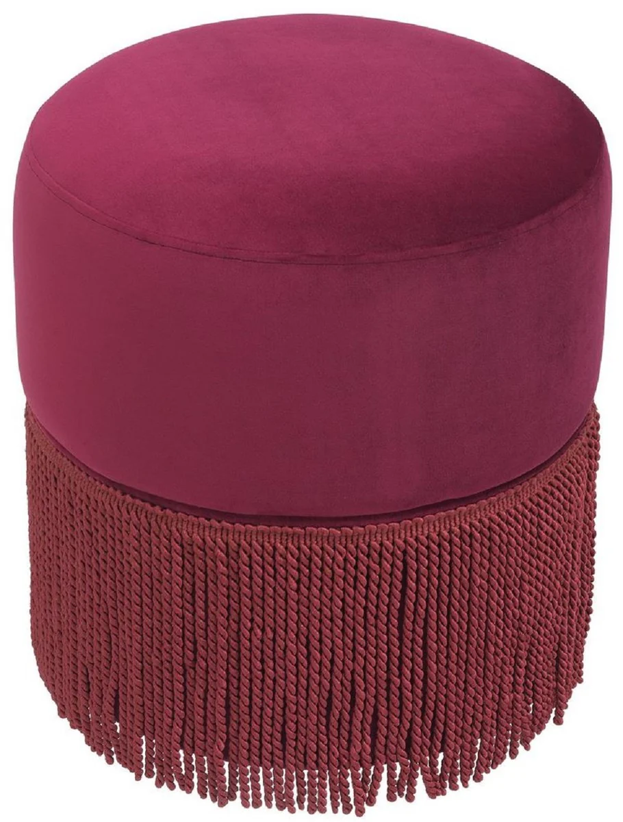 Casa Padrino taburete de terciopelo de lujo rojo burdeos ? 40 x A. 47 cm - Taburete Redondo - Muebles de Sal¨®n de Lujo