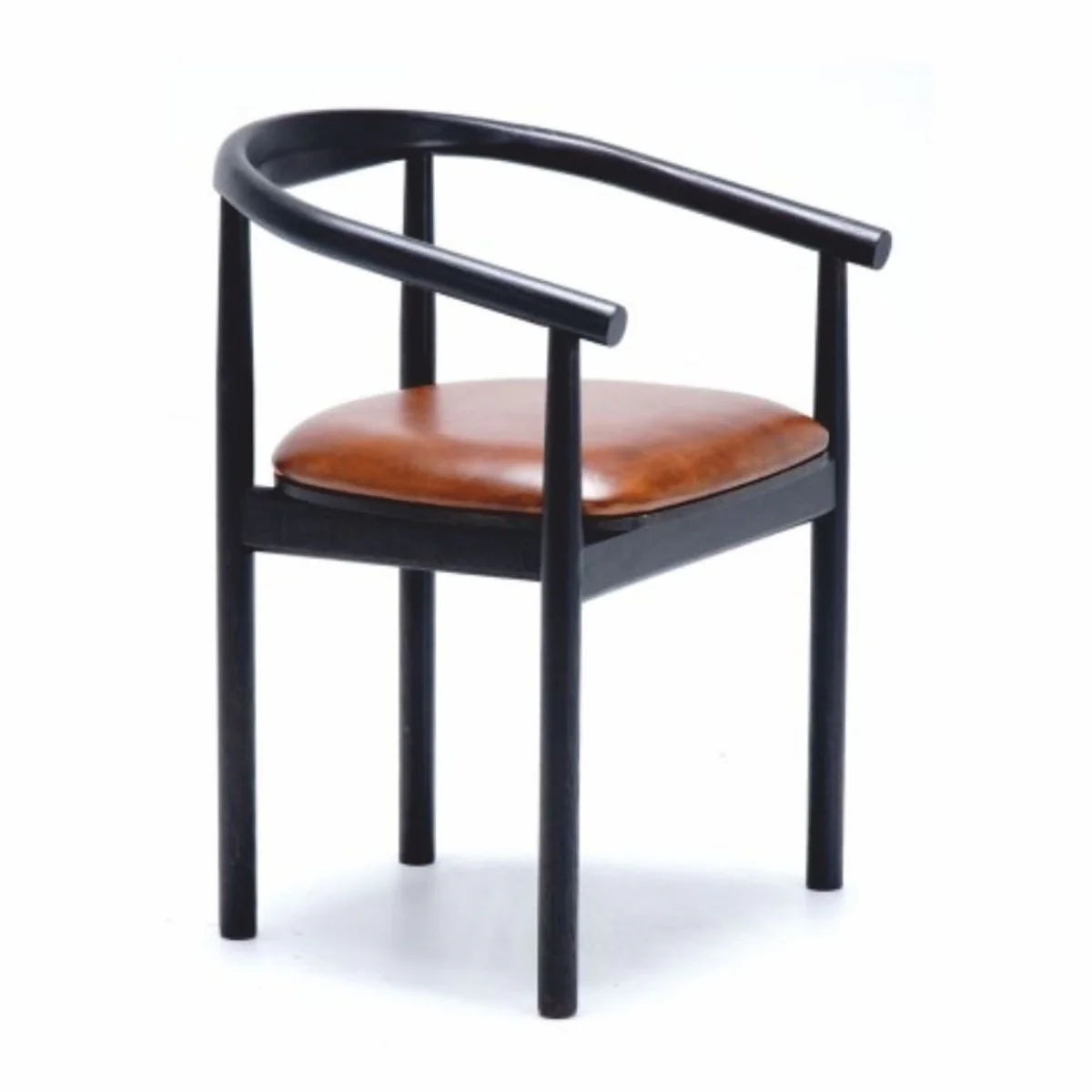 Casa Padrino silla de comedor de cuero de lujo con reposabrazos marr¨®n / negro - Muebles de comedor