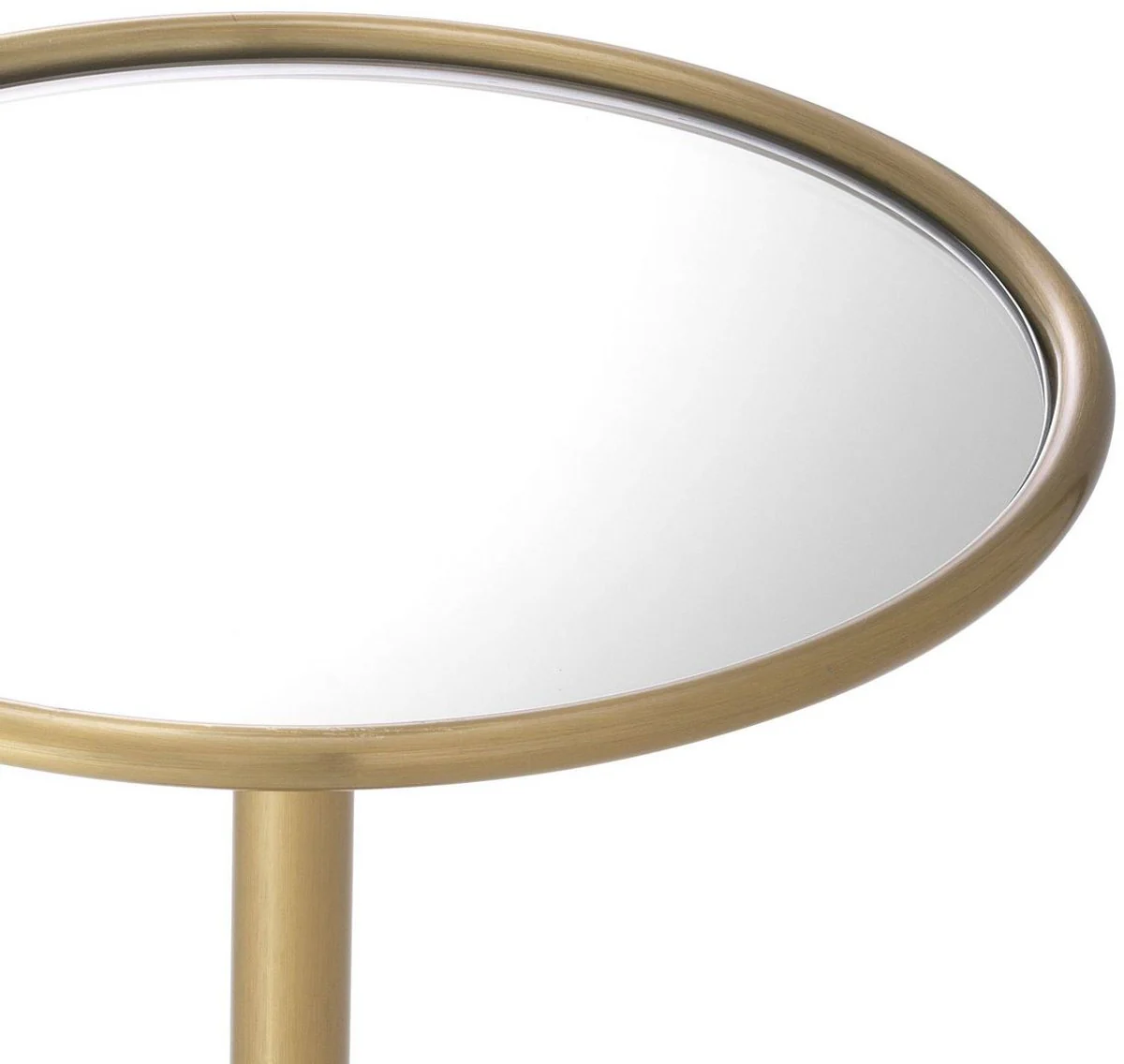 Casa Padrino mesa auxiliar de lujo lat¨®n ? 26 x A. 45,5 cm - Mesa redonda de acero inoxidable con cristal espejo - Muebles de sal¨®n de lujo