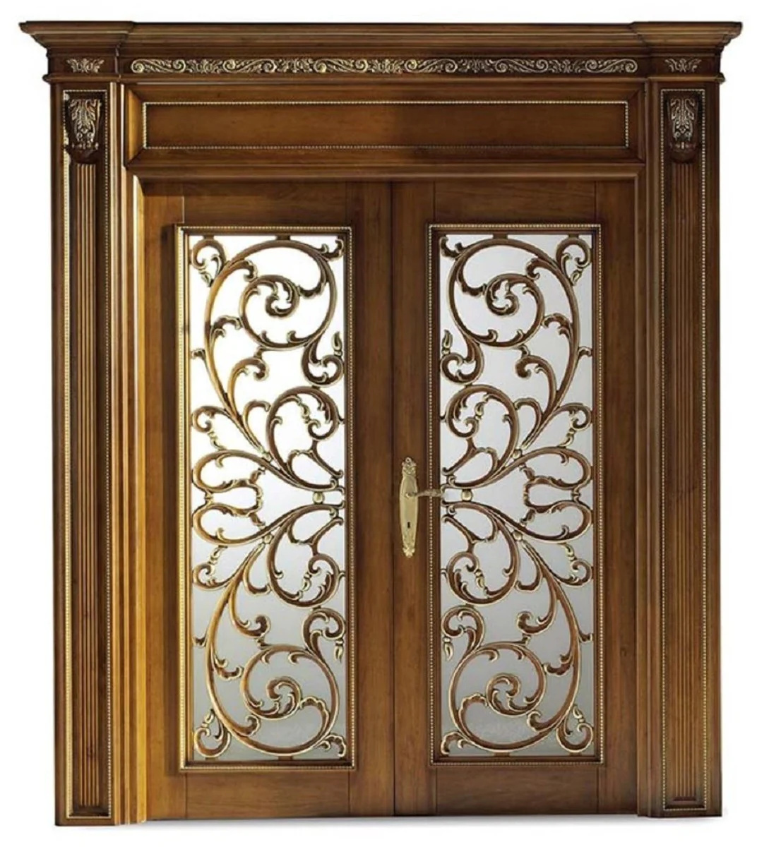 Casa Padrino puerta de apartamento doble barroco de lujo marr¨®n / oro 231 cm - Hecho en Italia