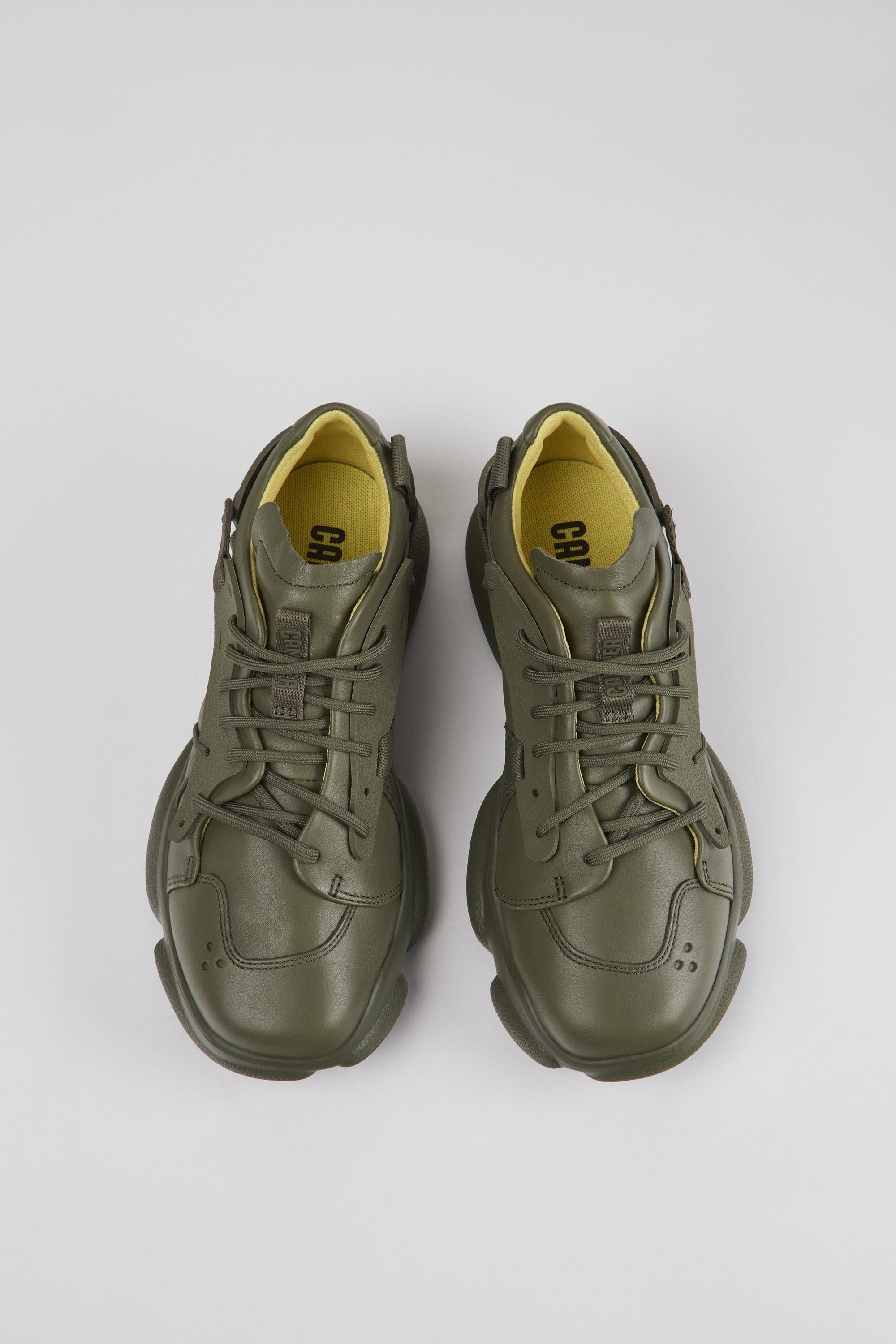 Karst - Green leather and textile sneakers for women