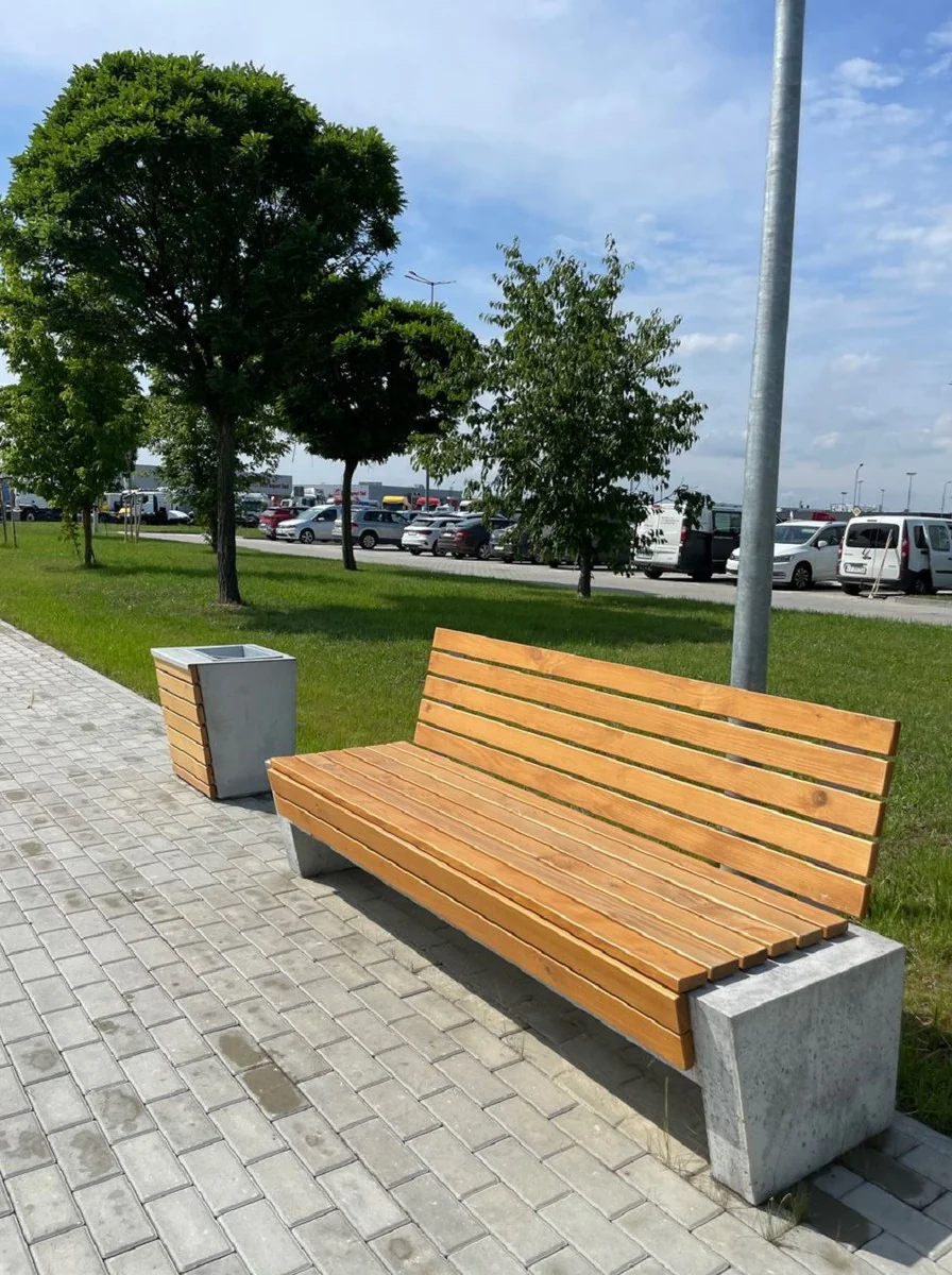 Casa Padrino banco de parque - banco urbano con respaldo natural / gris 200 cm