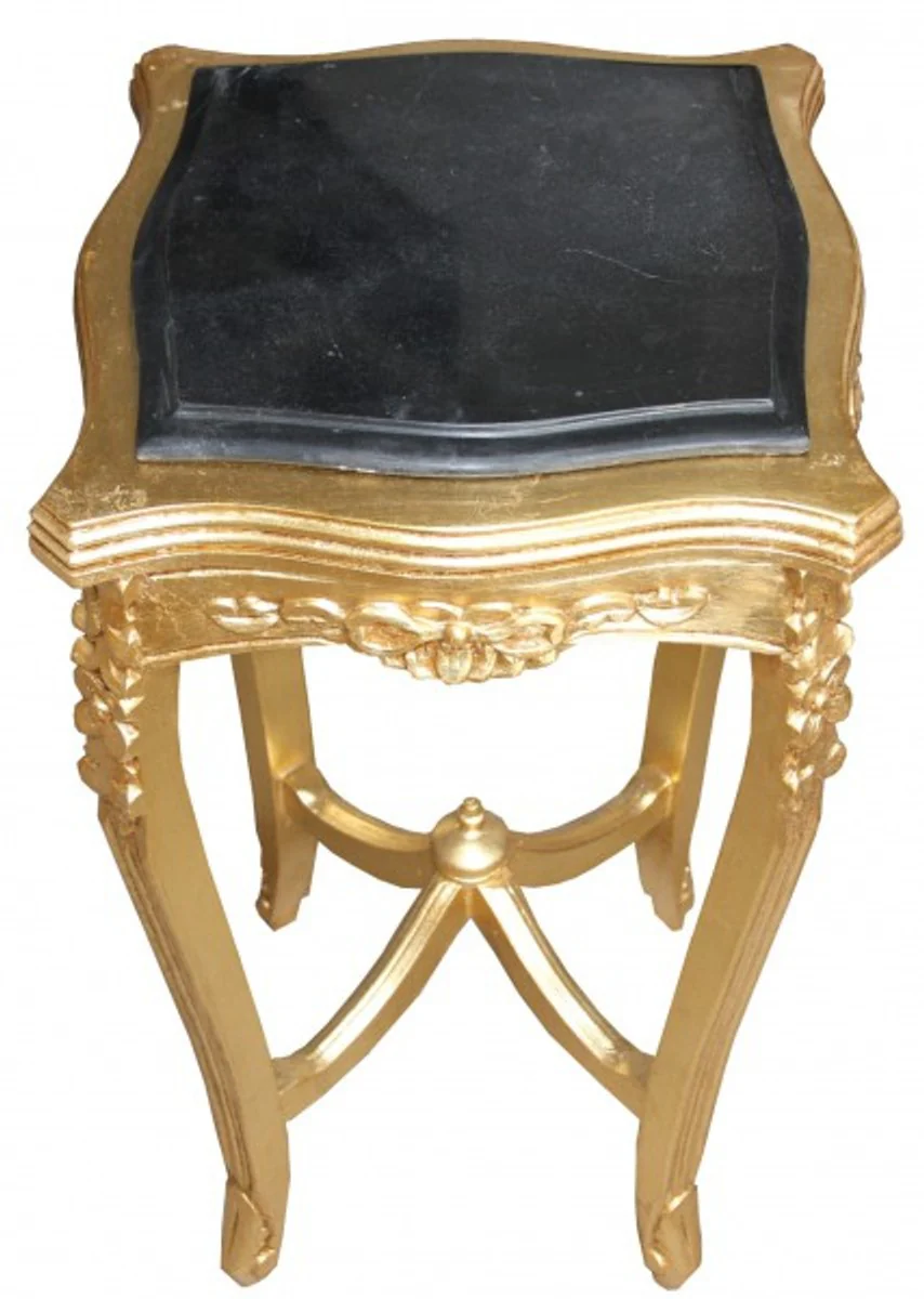 Casa Padrino Baroque side table with marble top Square Gold Mod W18 70 x 37 cm - Antique Style