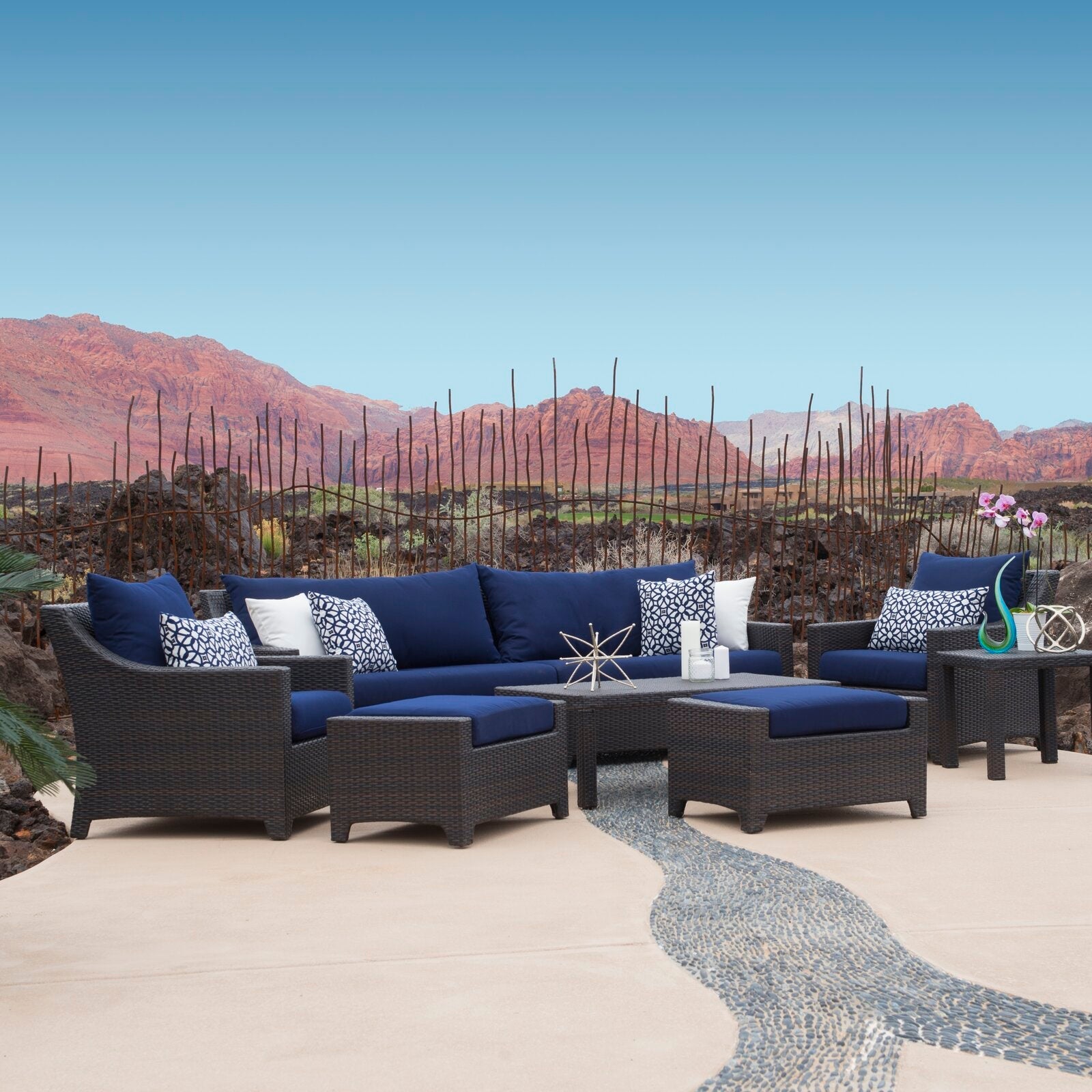 Northridge Wicker/Rattan 7 - Person Seating Group with Cushions