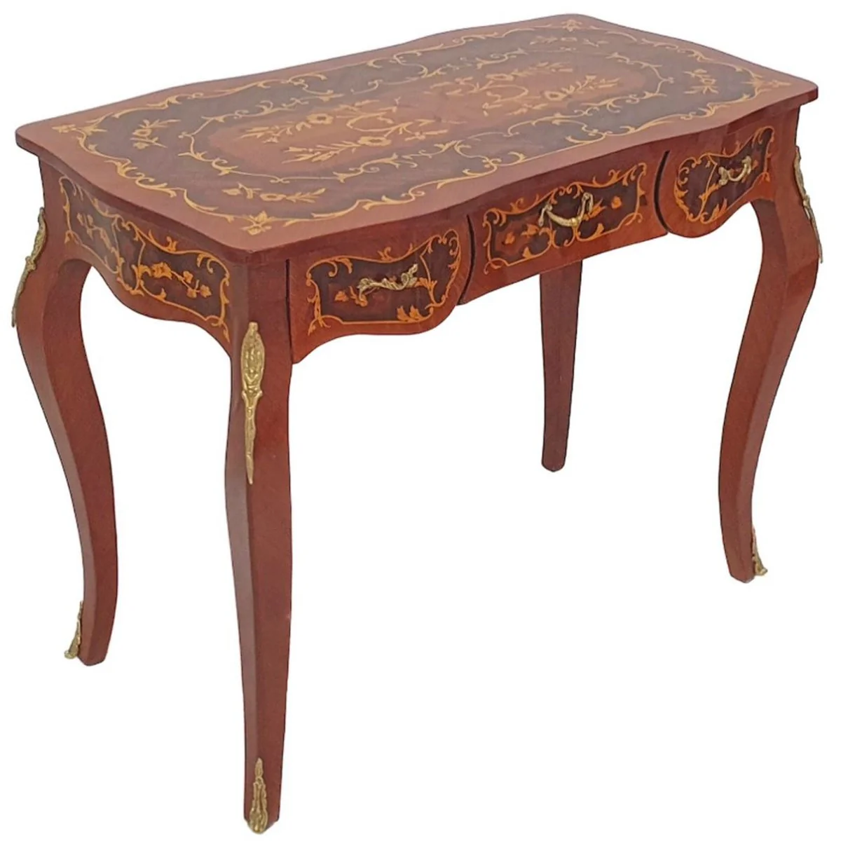 Casa Padrino secretaria barroco marr¨®n - Escritorio de estilo barroco hecho a mano con 3 cajones - Muebles de oficina en estilo barroco - Muebles barrocos - Muebles de oficina en estilo barroco