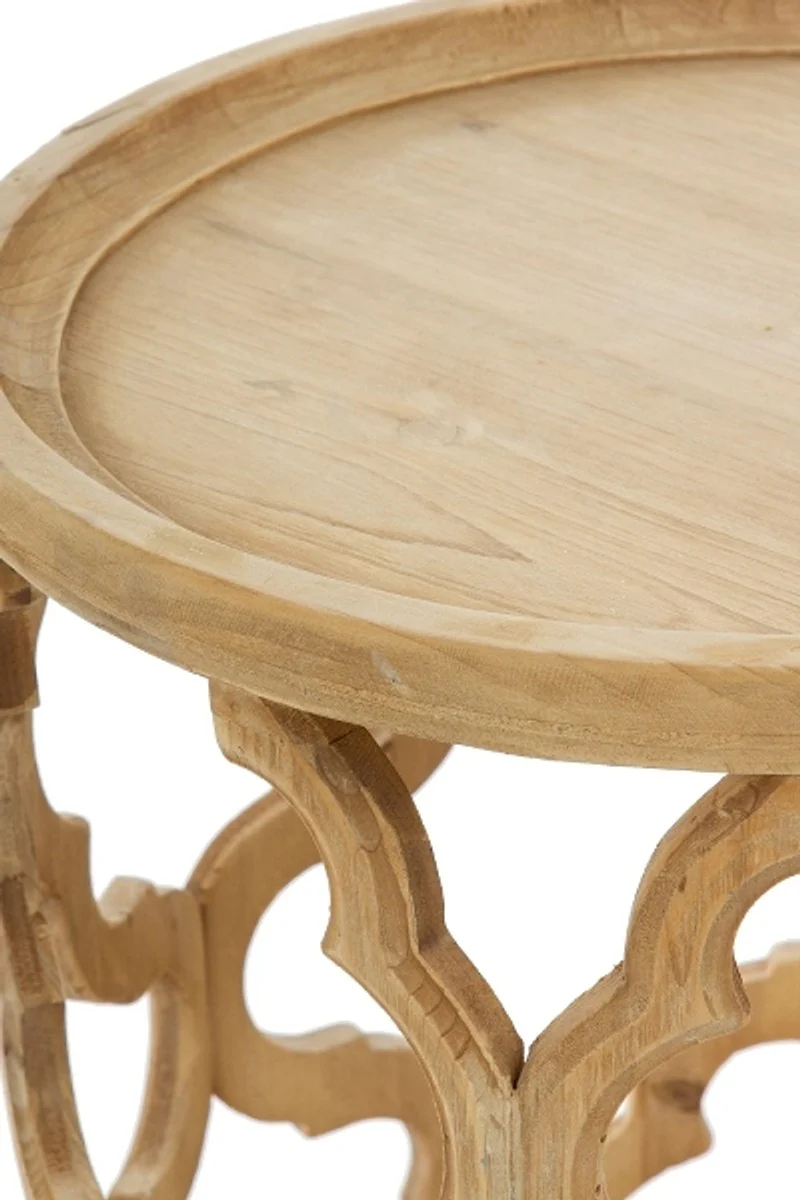 Casa Padrino mesa auxiliar de dise?o colores naturales ? 40 x H. 54 cm - Mesa de Madera Redonda Moderna