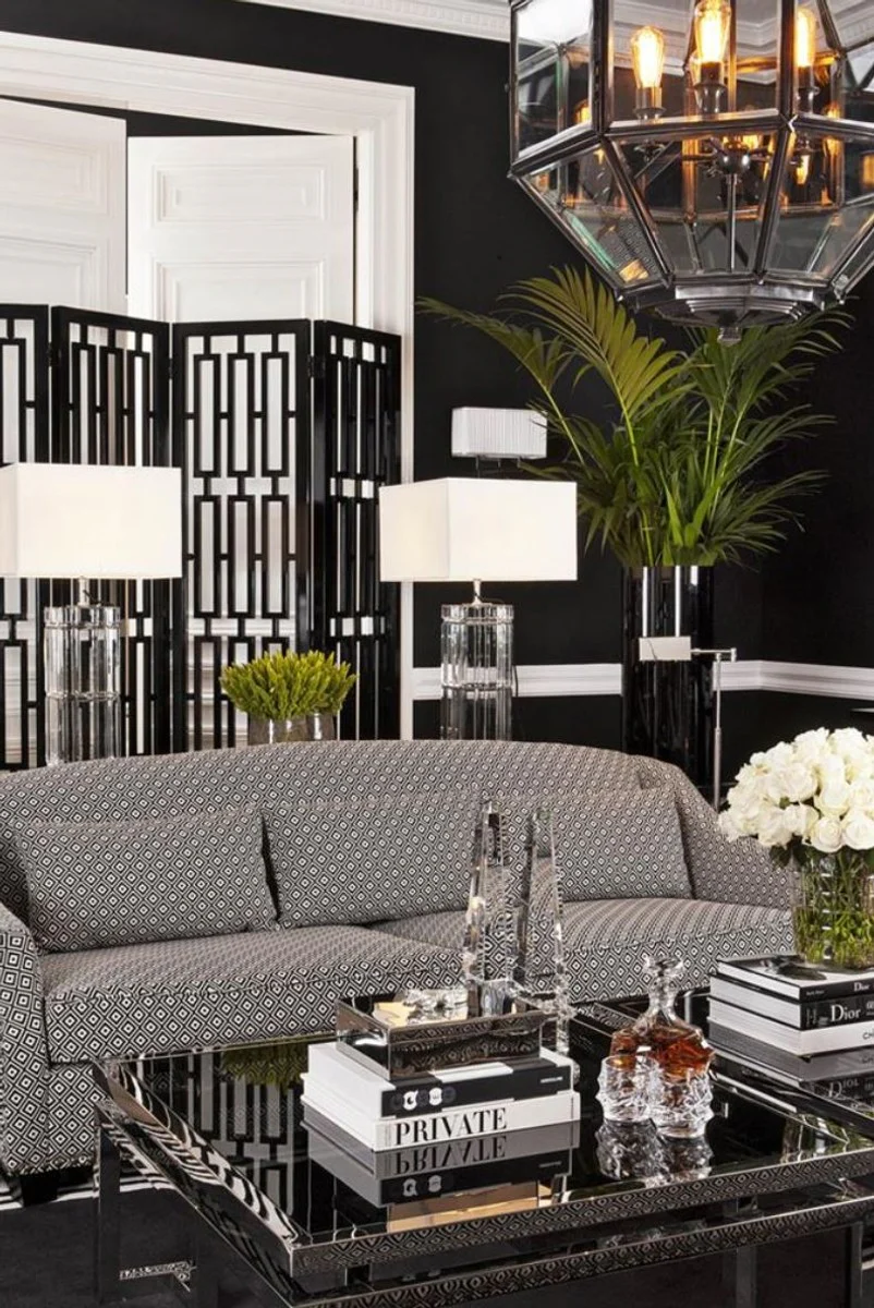 Casa Padrino l¨¢mpara de mesa de cristal de cristal para hoteles de dise?o de lujo con pantalla blanca - edici¨®n limitada