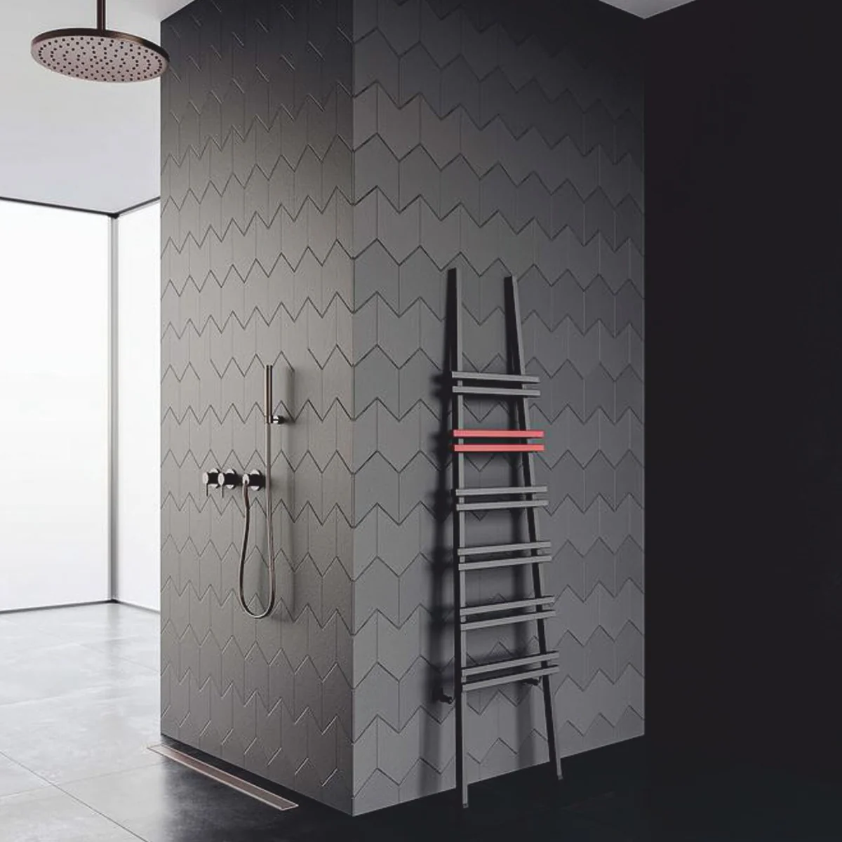 Casa Padrino calentador de toallas de lujo gris / rojo Al. 200 cm - Accesorios de baño
