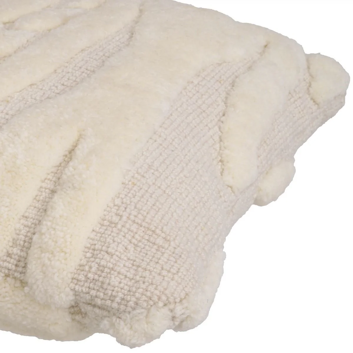 Casa Padrino cojín de lujo marfil 60 x 60 cm - Cojín decorativo de lana tejido a mano - Cojín decorativo cuadrado - Decoración de salón - Accesorios decorativos de lujo