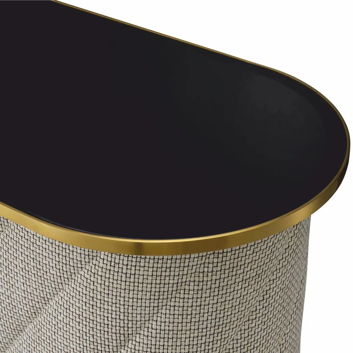 Casa Padrino barra de bar de lujo con tapa de vidrio crema blanco / negro / lat¨®n 140 cm - Muebles de bar