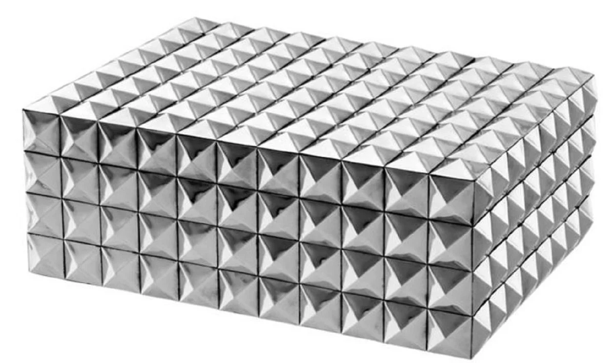 Casa Padrino ataúd de joyería / caja de joya de lujo con tapa plata 28 x 21 x H. 10 cm - Calidad de Lujo