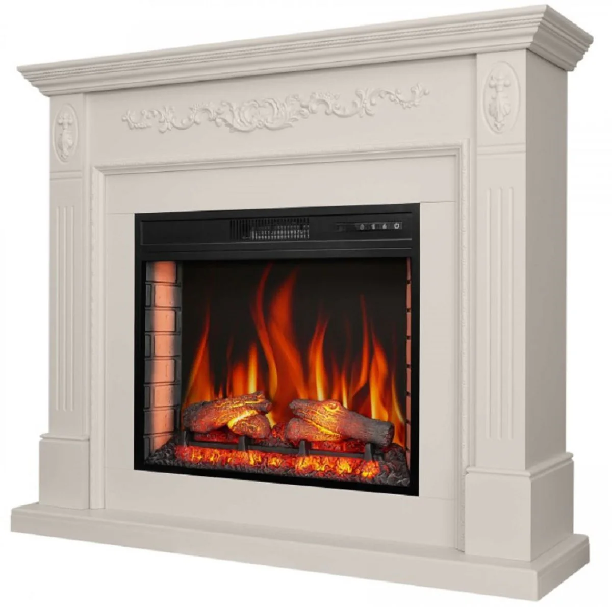 Casa Padrino chimenea el¨¦ctrica LED barroco blanco 128 x 38 x A. 110,5 cm