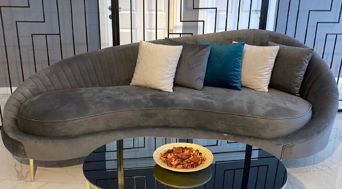 Casa Padrino sof¨¢ de lujo gris / oro 250 x 70 x A. 80 cm - Sof¨¢ de sal¨®n - Sof¨¢ de hotel - Muebles de sal¨®n - Muebles de hotel - Muebles de lujo - Interiores de sal¨®n - Interiores de lujo