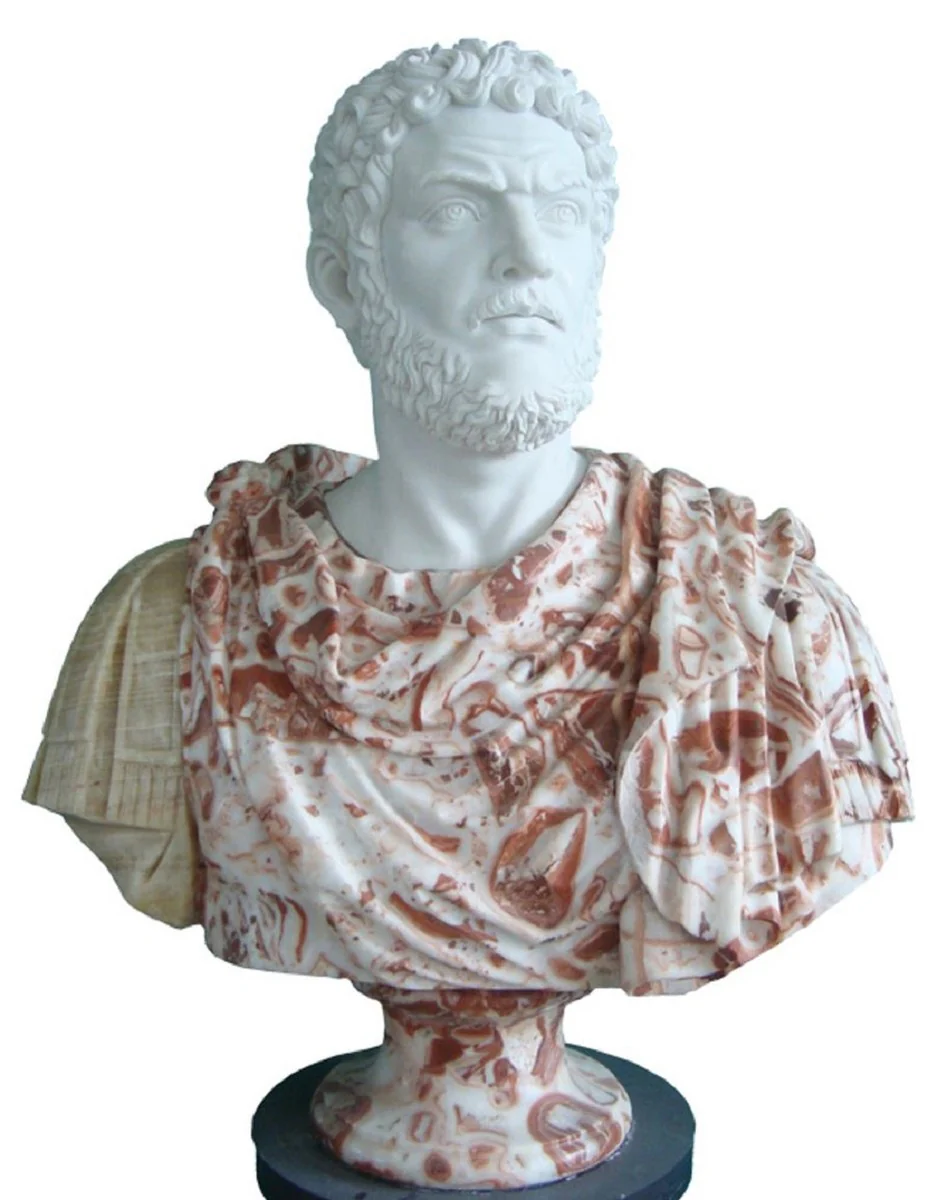 Casa Padrino busto de m¨¢rmol de estilo antiguo de lujo romano blanco / rojo / beige A. 80 cm