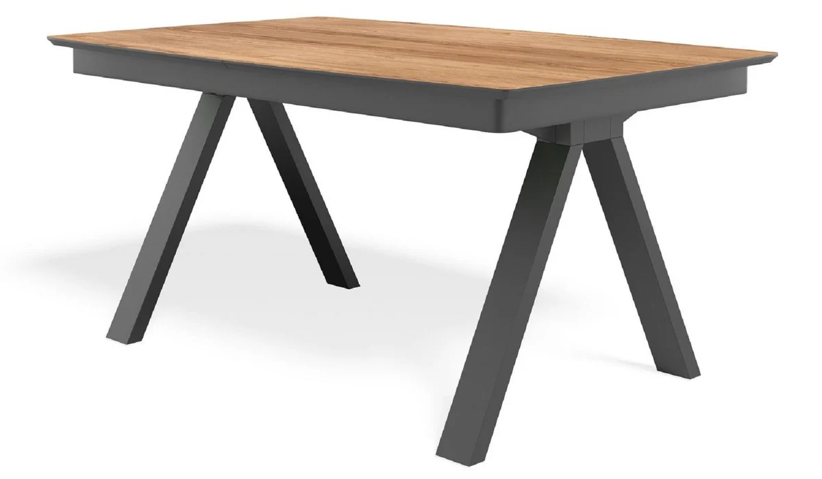 Casa Padrino mesa de comedor de lujo natural / negro 138-236 x 90 x A. 77 cm - Mesa de conferencia extensible de madera maciza - Muebles de comedor - Muebles de oficina - Muebles de lujo