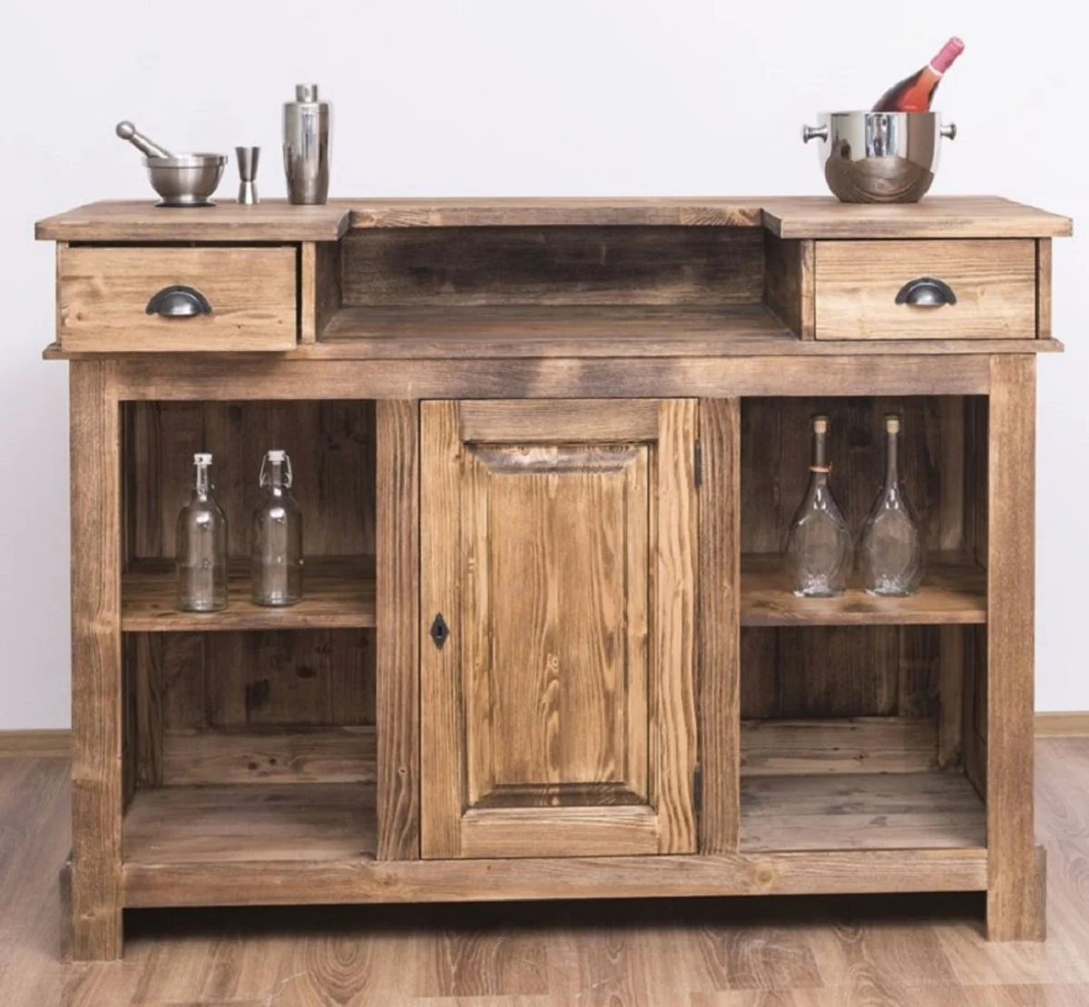 Casa Padrino barra de bar de estilo campestre marr¨®n / natural 160 cm - Mueble bar