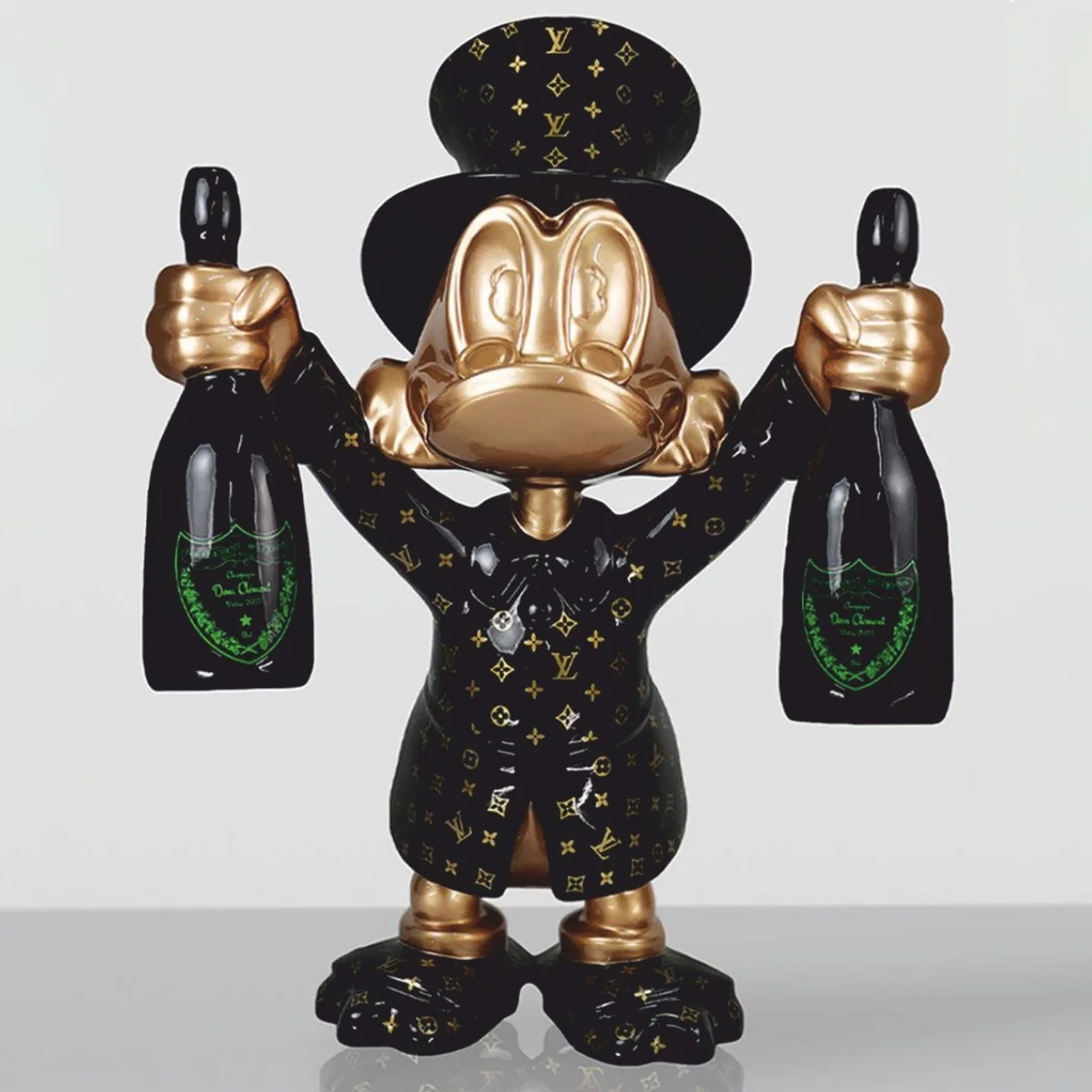 Casa Padrino escultura decorativa XXL pato negro / oro A. 120 cm - Figura decorativa grande