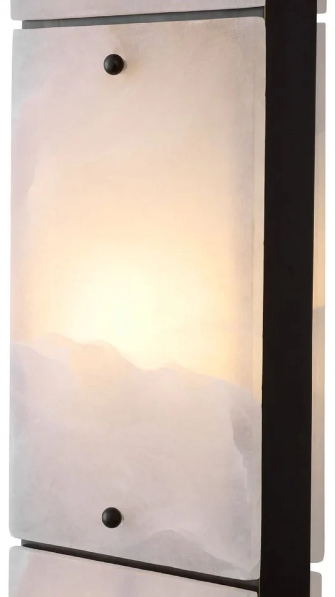 Casa Padrino l¨¢mpara de mesa de lujo alabastro / bronce / beige 50 x 29 x A. 95 cm - L¨¢mpara de escritorio con pantalla rectangular - L¨¢mparas de mesa de lujo - L¨¢mparas de escritorio de lujo