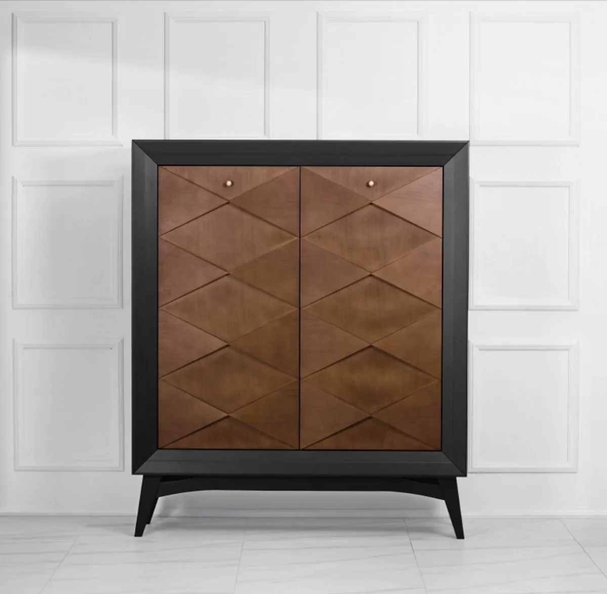 Cajonera neoclásica de lujo Casa Padrino negro / marrón 120 x H143 cm - aparador muebles art deco
