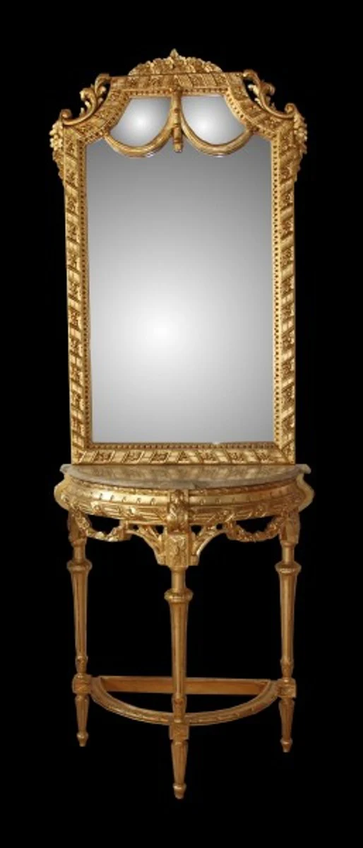 Casa Padrino Baroque mirror console in gold with marble top Mod4 - antique look