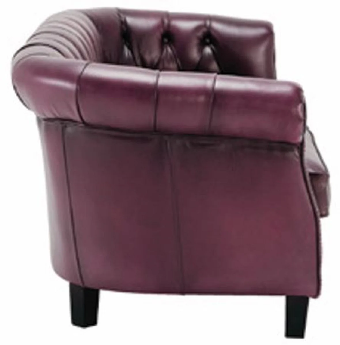 Casa Padrino sof¨¢ Chesterfield de lujo de cuero genuino p¨²rpura / negro 160 cm - Muebles de cuero genuino